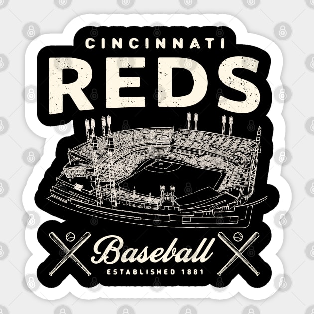 Cincinnati Reds Stadium by Buck Tee Originals Sticker by Buck Tee